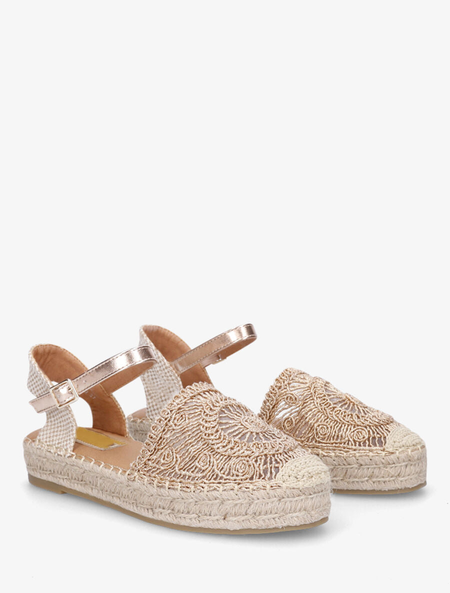 Espadrilles plates en crochet fantasie - Rose gold - 4