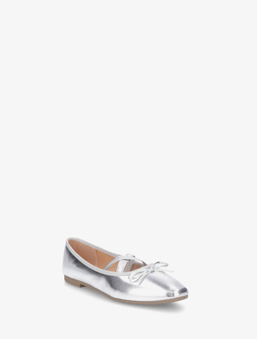 Ballerines en simili à élastiques croisés - Argent - 2