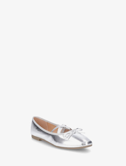 Ballerines en simili à élastiques croisés - Argent - 2