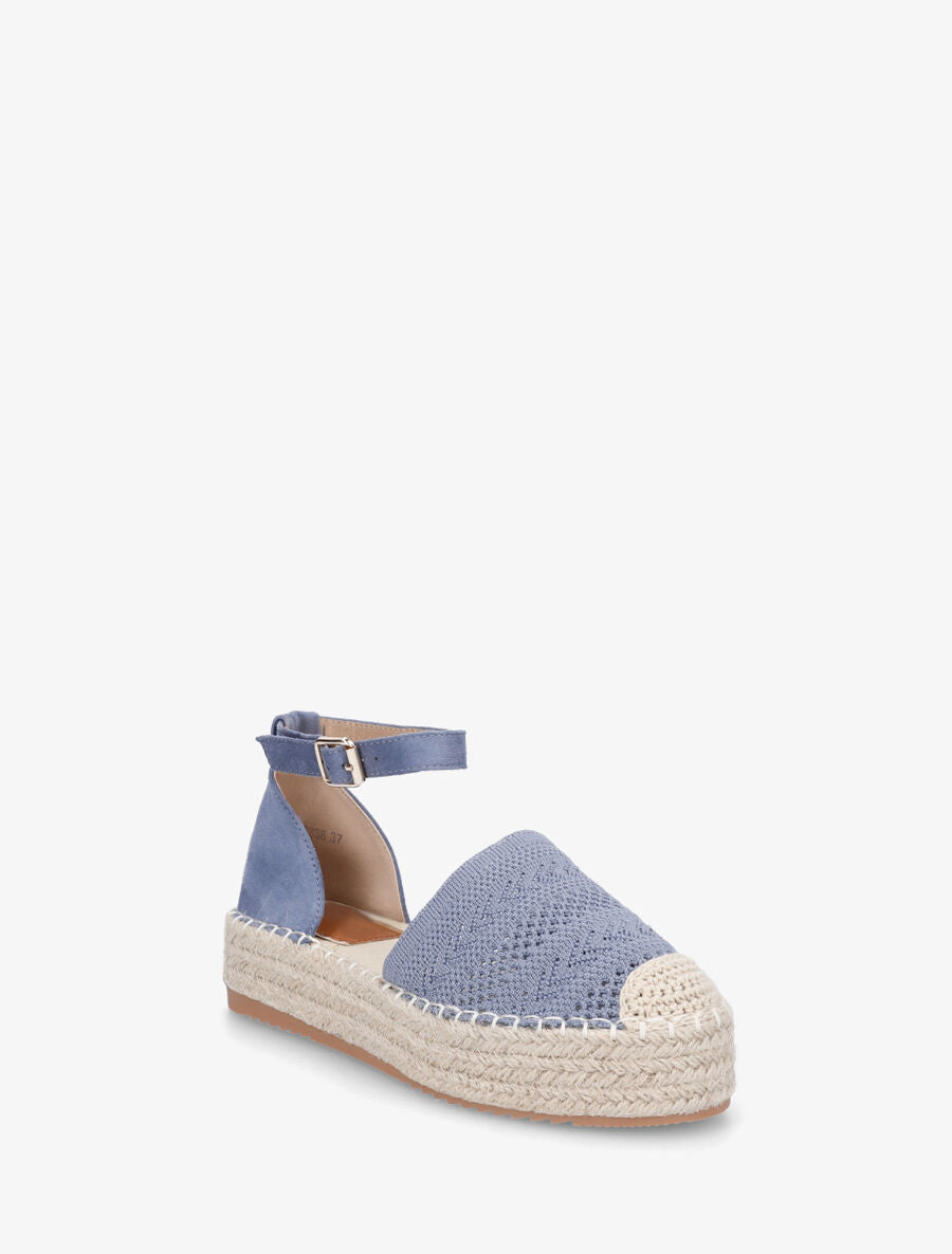 Espadrilles crochet à semelle compensée - Bleu clair - 2