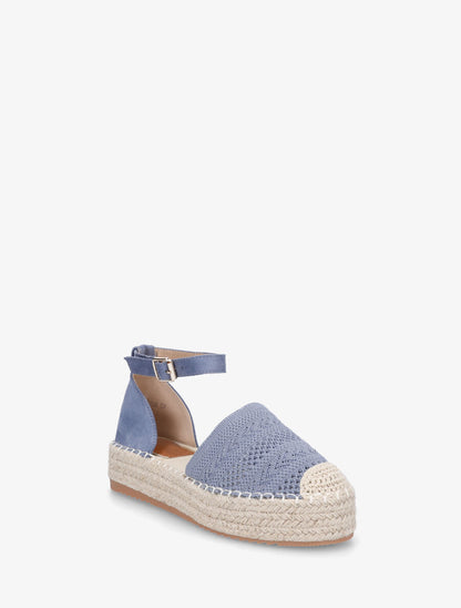 Espadrilles crochet à semelle compensée - Bleu clair - 2