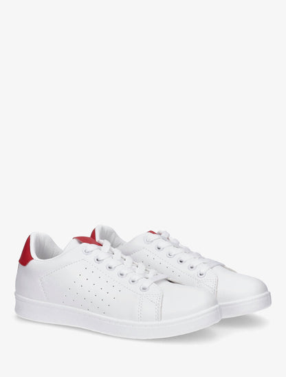 Tennis en simili à contrefort contrastant - Rouge - 4