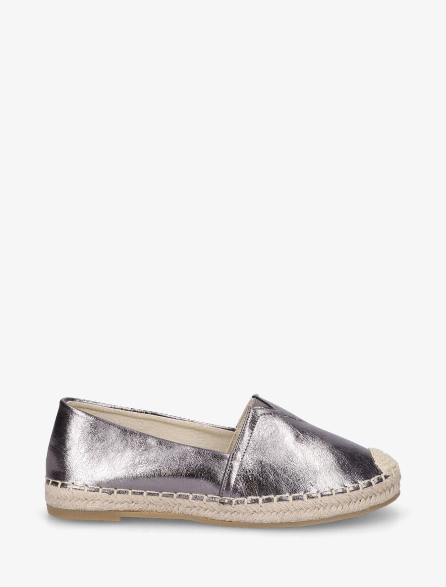 Espadrilles plates en simili nacré - Gris métallisé - 1
