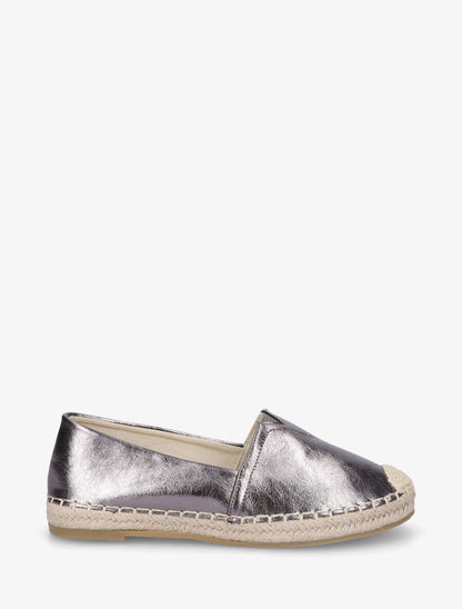 Espadrilles plates en simili nacré - Gris métallisé - 1