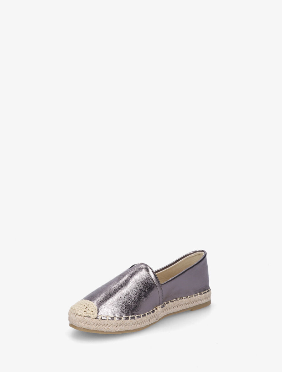 Espadrilles plates en simili nacré - Gris métallisé - 3
