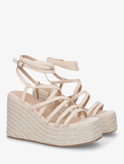 Sandales hautes à nouer - Beige - 4