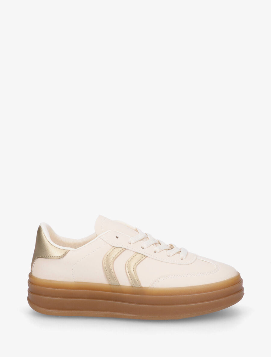 Baskets à bandes contrastantes - Or/beige - 1