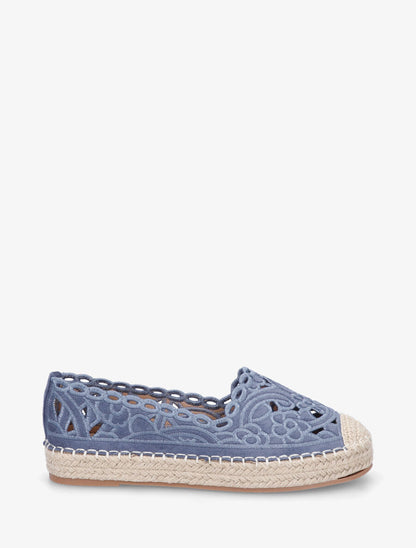 Espadrilles plates en suédine motif floraux - Bleu - 1