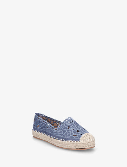 Espadrilles plates en suédine motif floraux - Bleu - 2