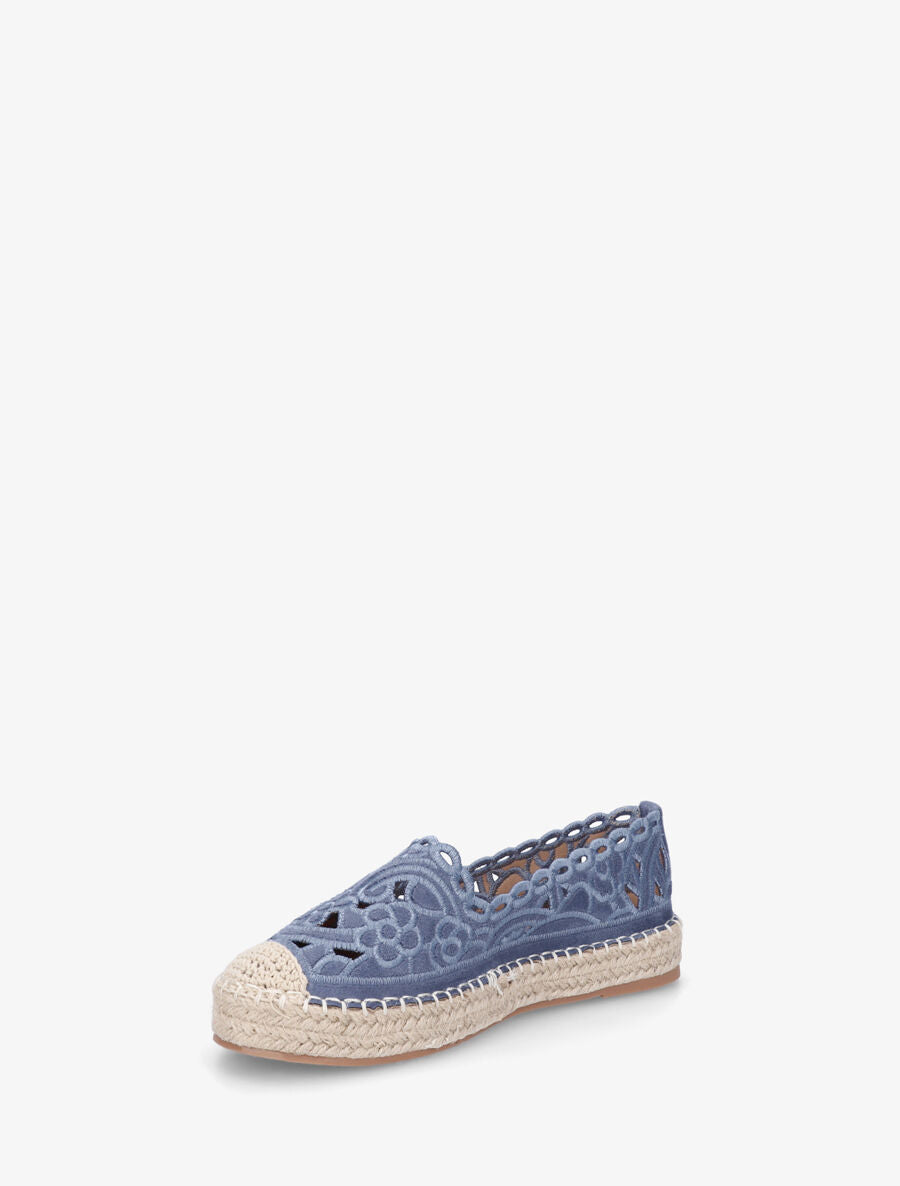 Espadrilles plates en suédine motif floraux - Bleu - 3