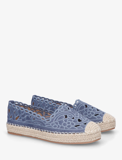 Espadrilles plates en suédine motif floraux - Bleu - 4