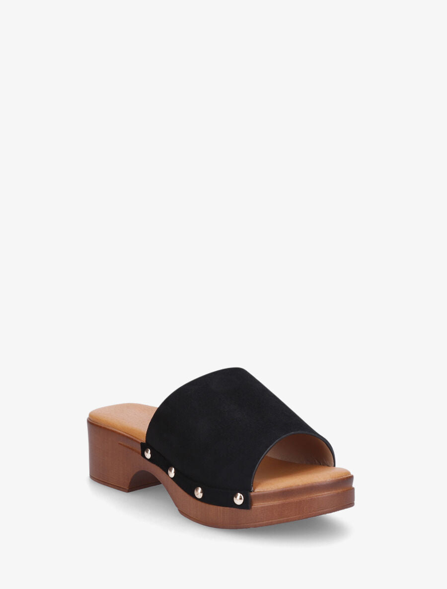 Mules style sabot en suédine - Noir - 2