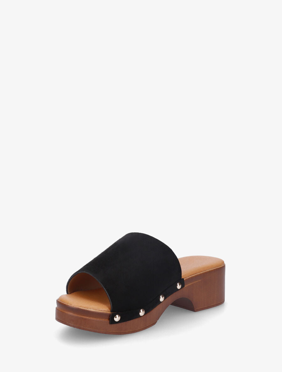 Mules style sabot en suédine - Noir - 3