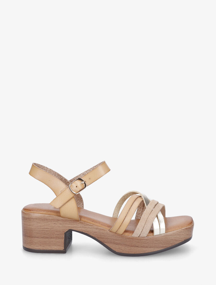 Sandales bimatière à multibride croisées - Beige - 5