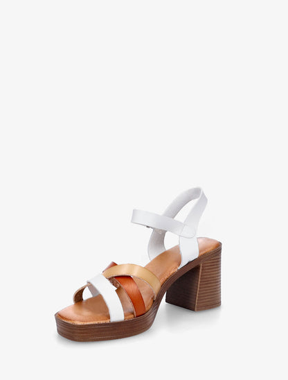 Sandales à talon et brides croisées - Blanc - 3