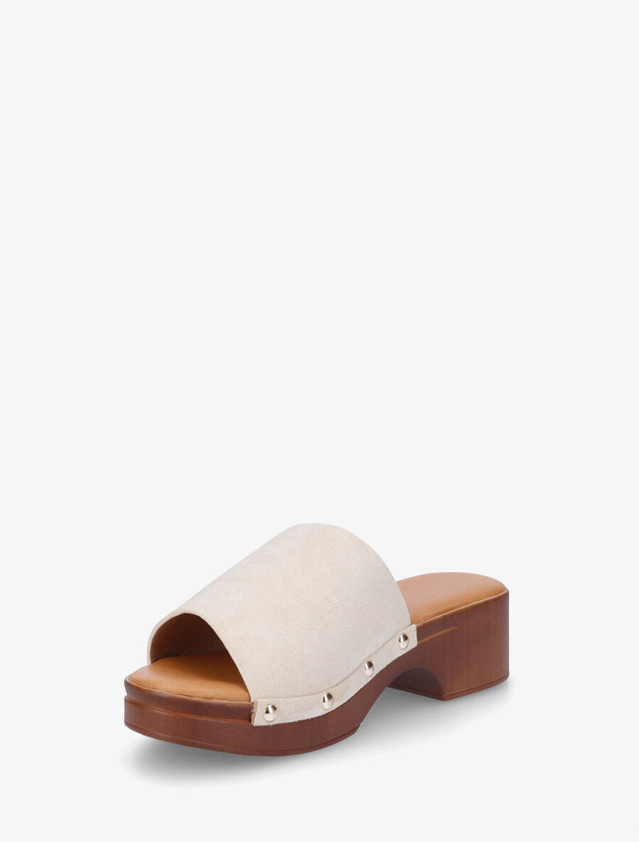 Mules style sabot en suédine - Beige - 3