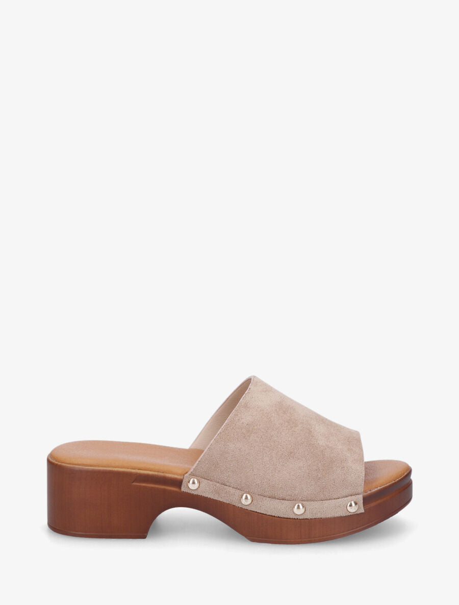 Mules style sabot en suédine - Taupe - 5