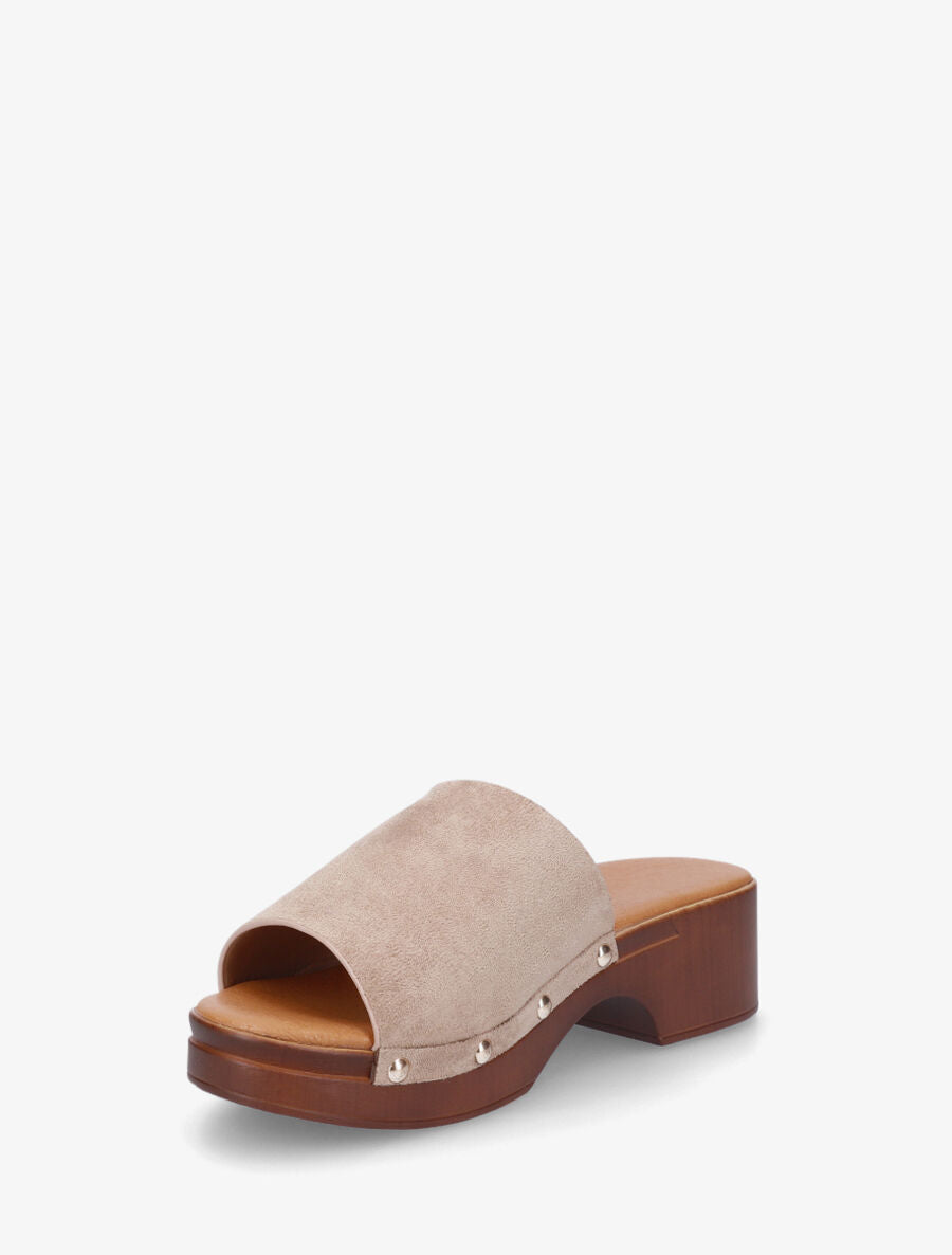 Mules style sabot en suédine - Taupe - 3