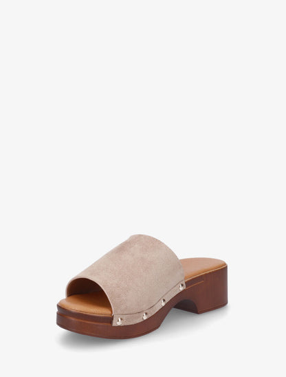 Mules style sabot en suédine - Taupe - 3