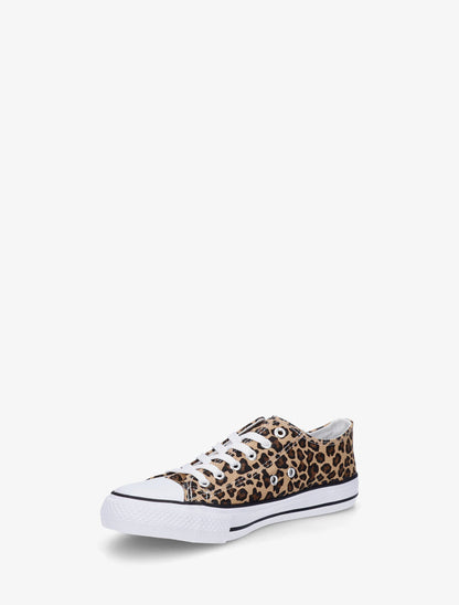 Baskets basiques en toile imprimé léopard - Beige - 3