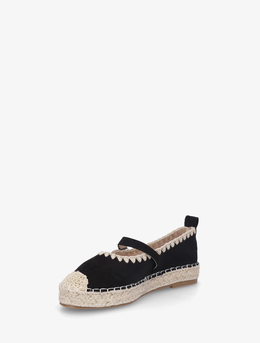 Ballerines en suédine style espadrilles - Noir - 3