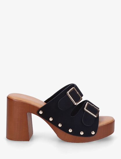 Mules style sabot à double brides à boucle - Noir - 1