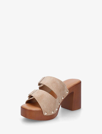 Mules style sabot à double brides à boucle - Taupe - 3