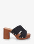 Mules style sabot en tissu - Noir - 1