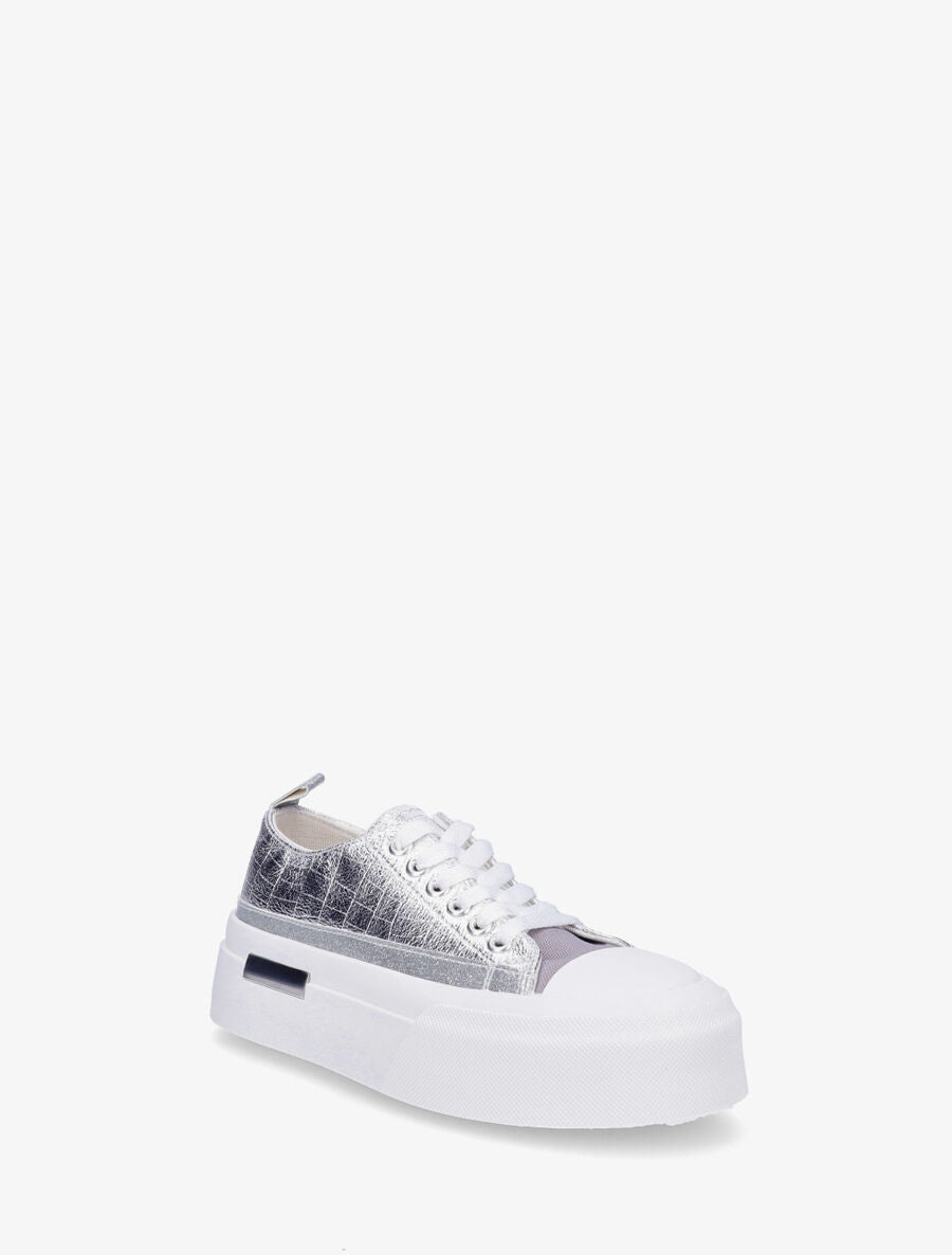 Sneakers nacrées à empiècement métal - Argent - 2
