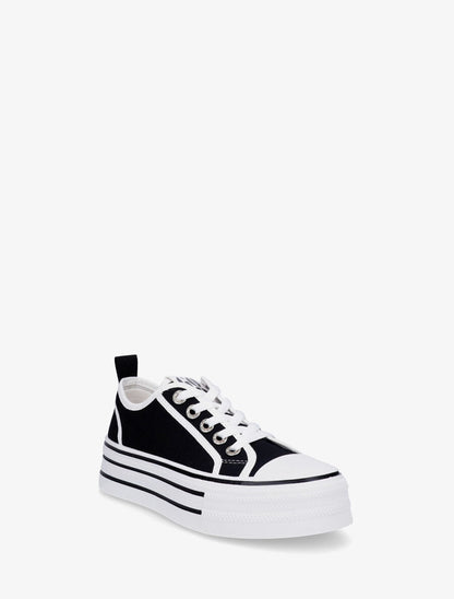 Sneakers à plateforme et œillets strassés - Noir - 2