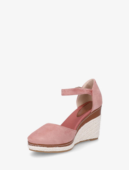 Sandales en suédine à talon compensé - Vieux rose - 3