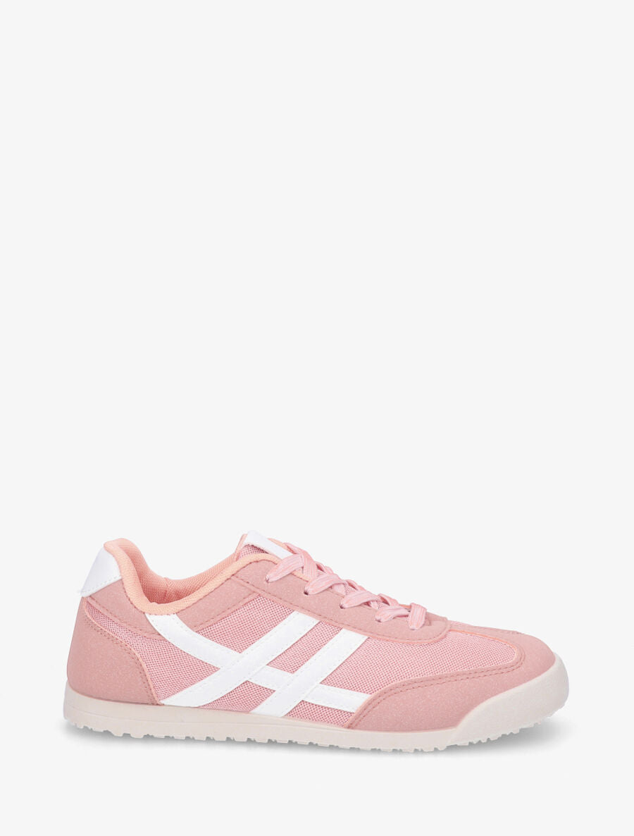 Sneakers plates à empiècement mesh - Rose - 5
