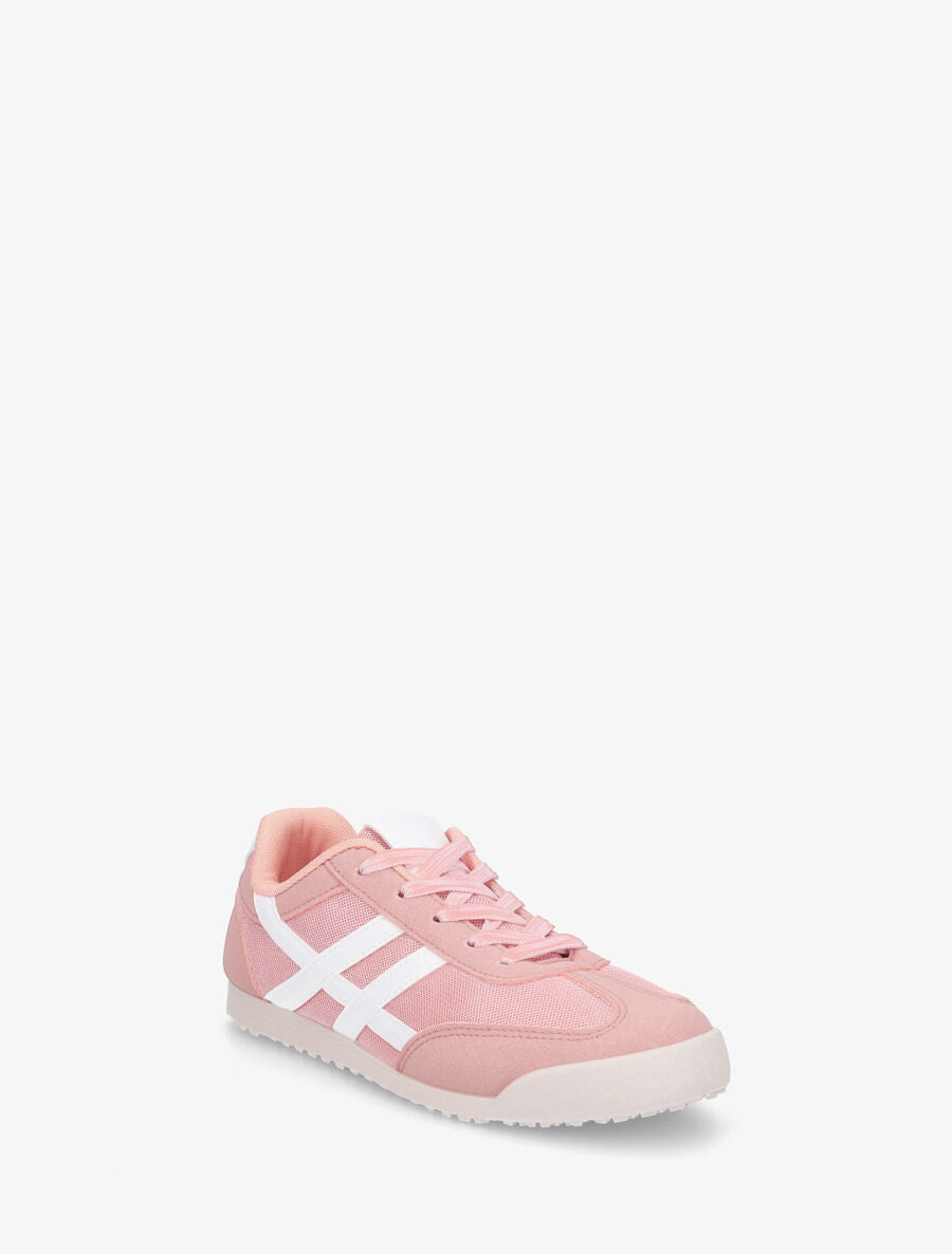 Sneakers plates à empiècement mesh - Rose - 2