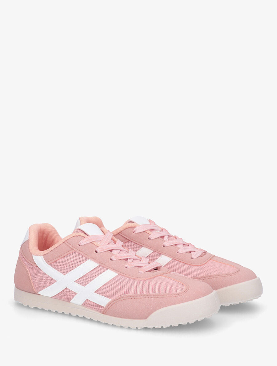 Sneakers plates à empiècement mesh - Rose - 4