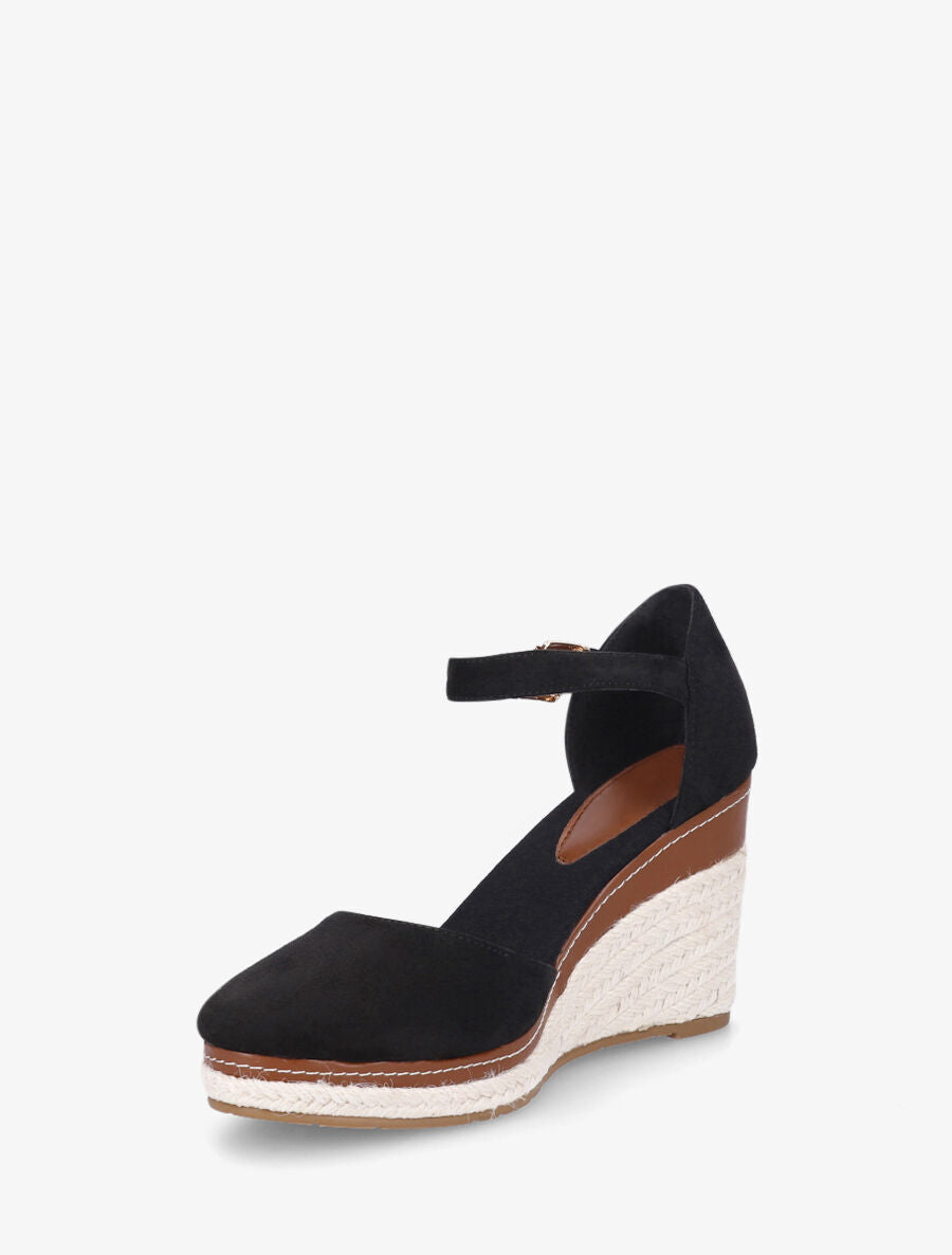 Sandales compensées en suédine - Noir - 3