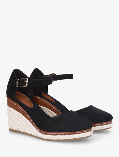 Sandales compensées en suédine - Noir - 4