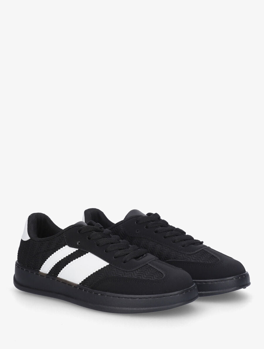 Sneakers bimatière et colorées - Noir - 4