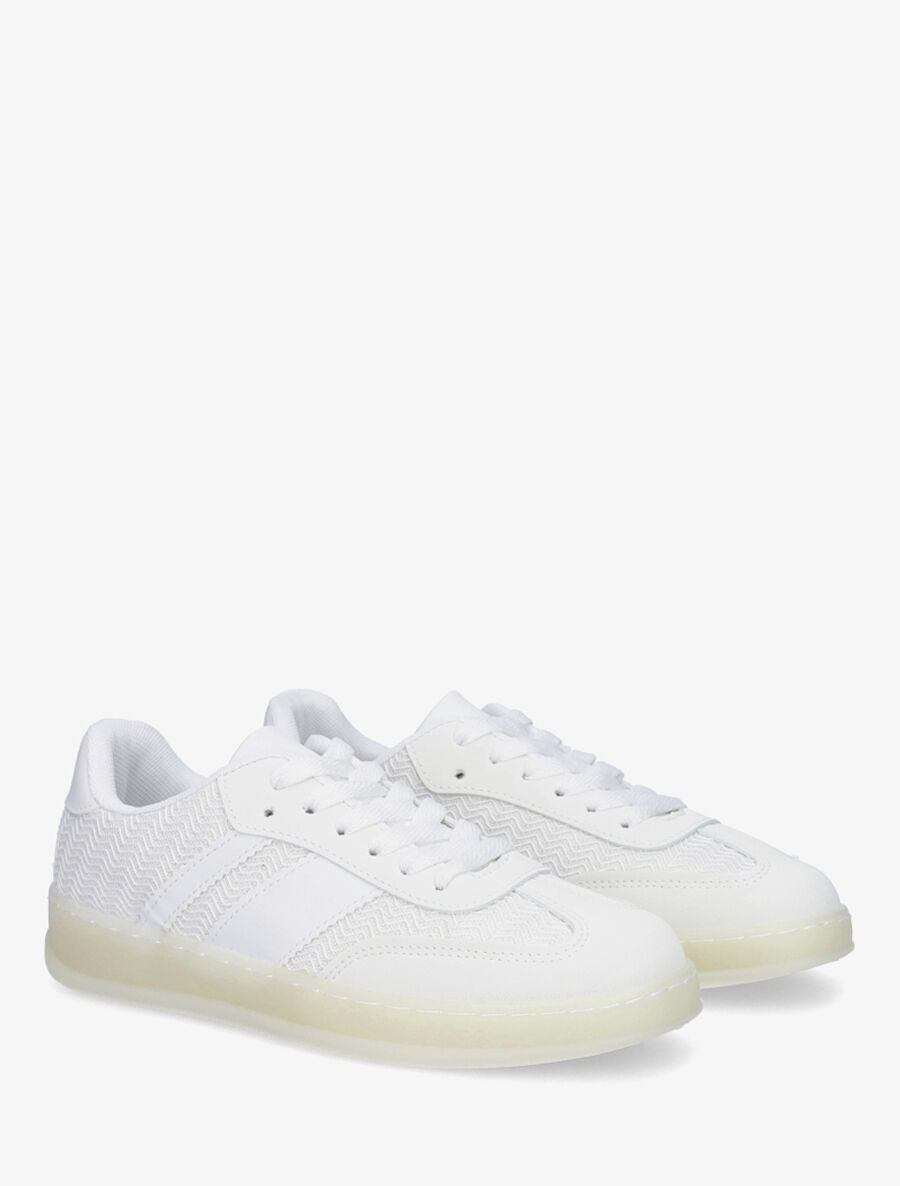 Sneakers bimatière et colorées - Blanc - 4