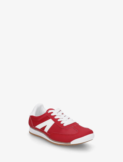 Sneakers en simili à languette texturée - Rouge - 2