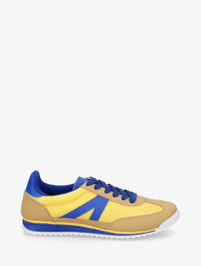 Sneakers en simili à languette texturée - Jaune - 5