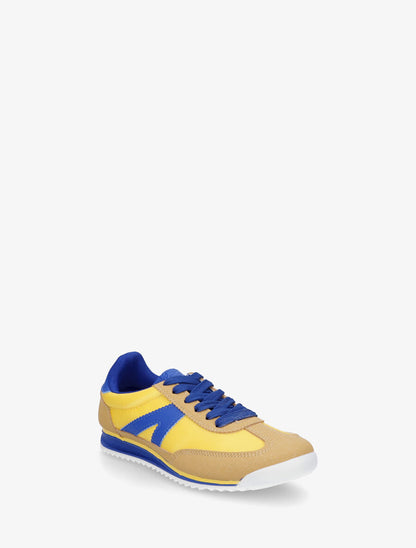 Sneakers en simili à languette texturée - Jaune - 2