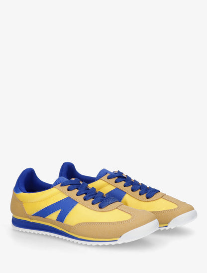 Sneakers en simili à languette texturée - Jaune - 4