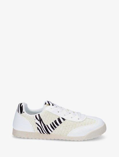 Sneakers plates à empiècement effet tissé - Blanc - 1
