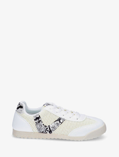 Sneakers plates à empiècement effet tissé - Blanc - 5