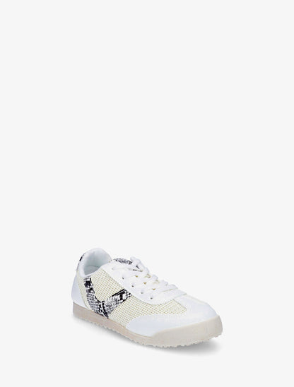 Sneakers plates à empiècement effet tissé - Blanc - 2