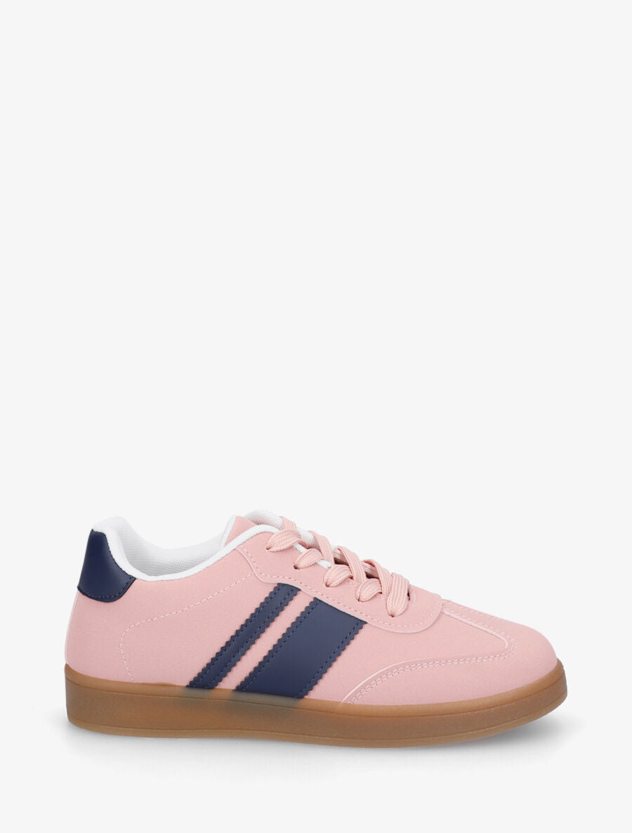 Sneakers color block à bandes contrastantes - Rose - 1