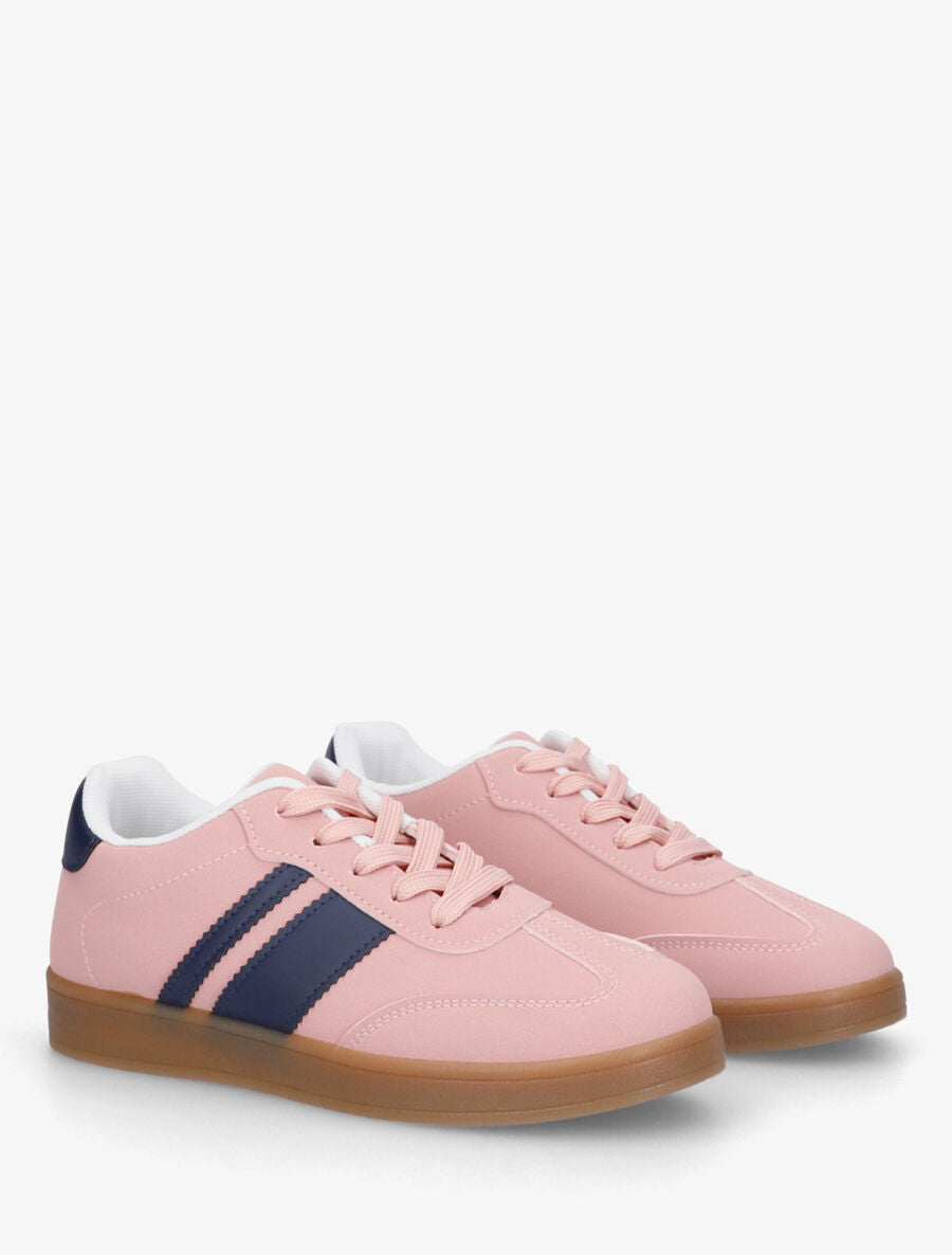 Sneakers color block à bandes contrastantes - Rose - 4