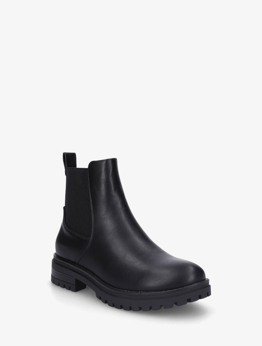 Bottines élastiquées en simili - Noir - 2