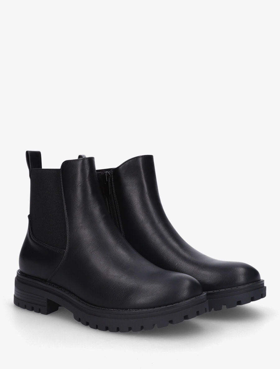 Bottines élastiquées en simili - Noir - 4