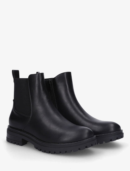 Bottines élastiquées en simili - Noir - 4